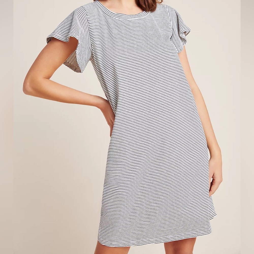 T.la Anthropologie flutter sleeve striped t-shirt dress